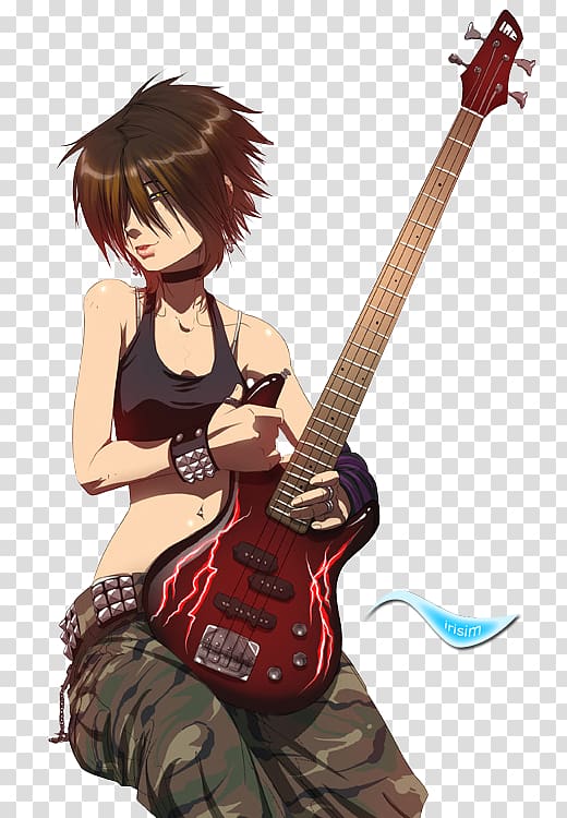 Punk rock Anime Rock music Drawing, Bass Guitar transparent background PNG clipart