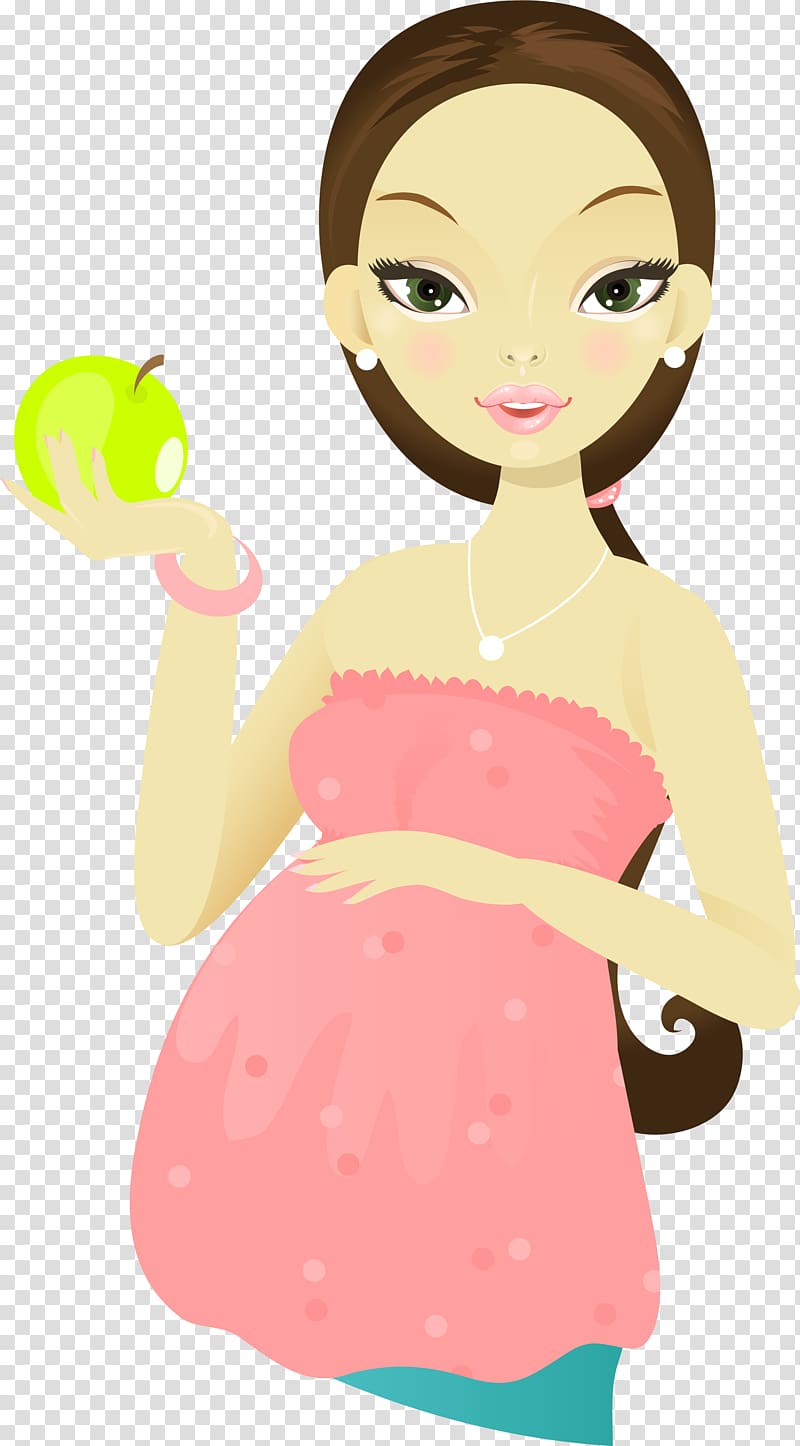 pregnant woman holding apple , Pregnancy Cartoon Woman Mother, Pregnant woman holding apple transparent background PNG clipart