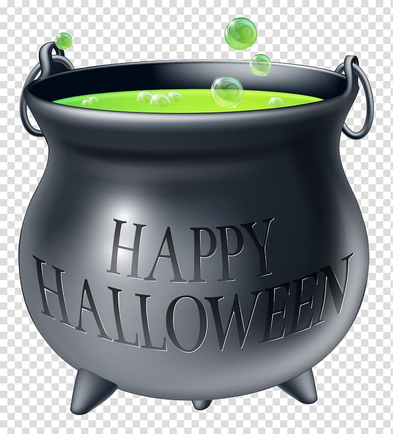 black witches cauldron with green liquid illustration, Cauldron Halloween Confectionery Trick-or-treating Party, Happy Halloween Witch Cauldron transparent background PNG clipart