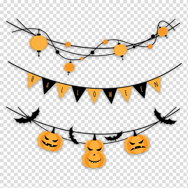 Halloween Party Garland , Pumpkin Pull Flag transparent background PNG clipart
