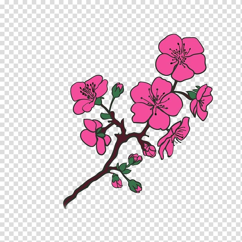 Cherry blossom Tree , Red hand-painted cherry tree transparent background PNG clipart