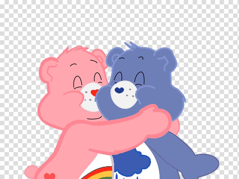 pink and blue Care Bears, Grumpy Bear Care Bears Hug , caring transparent background PNG clipart