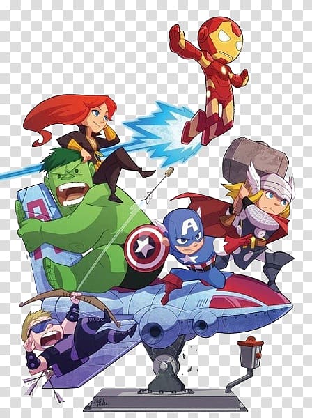 Marvel superheroes illustration, Iron Man Hulk Nick Fury Black Widow Clint Barton, Marvel Super Heroes transparent background PNG clipart