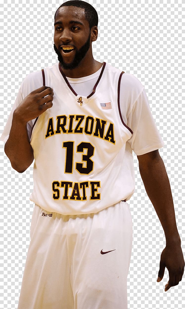 man wearing white and black Arizona State 13 jersey shirt, James Harden Me transparent background PNG clipart