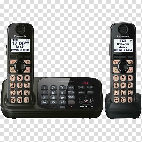 Cordless telephone Digital Enhanced Cordless Telecommunications Handset Panasonic KX-tg4742b Cordless Phone, Answering machine transparent background PNG clipart