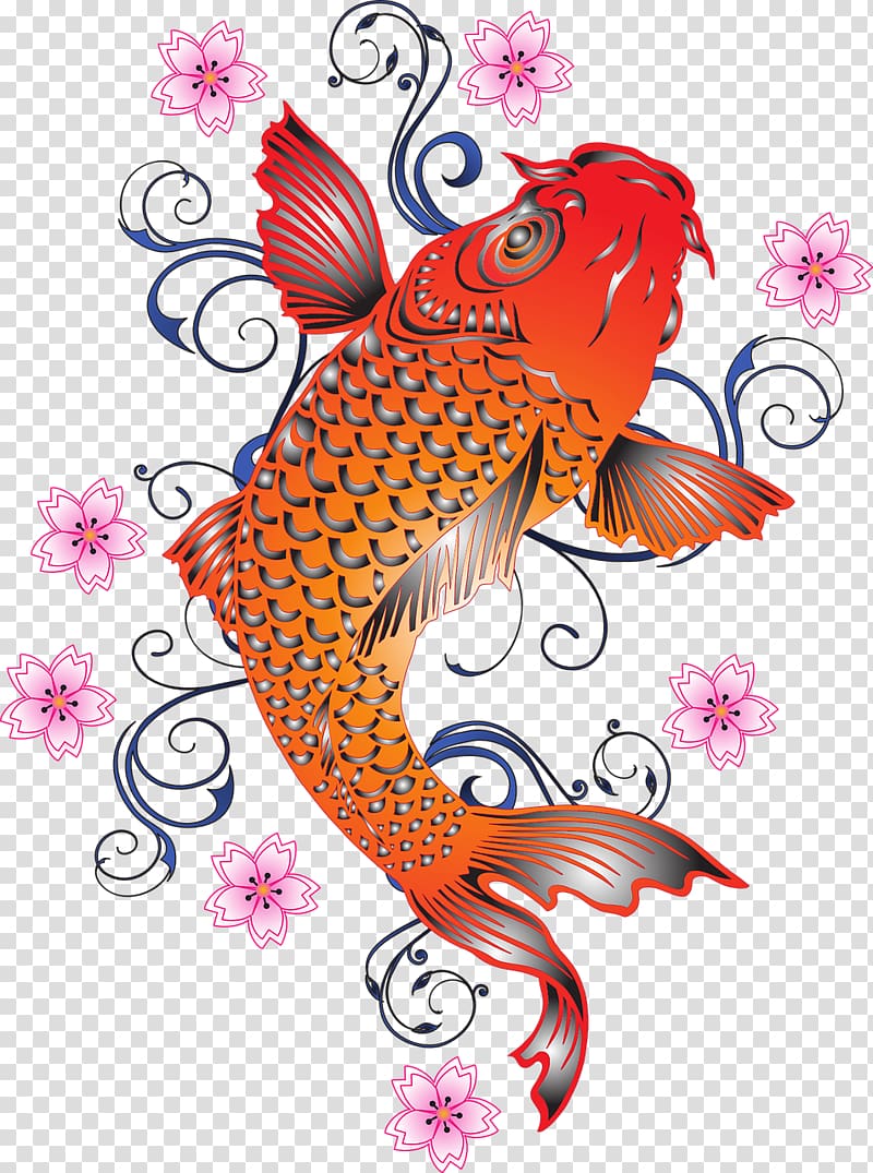 red and yellow koi fish illustration, Koi T-shirt Printing Printmaking, koi transparent background PNG clipart