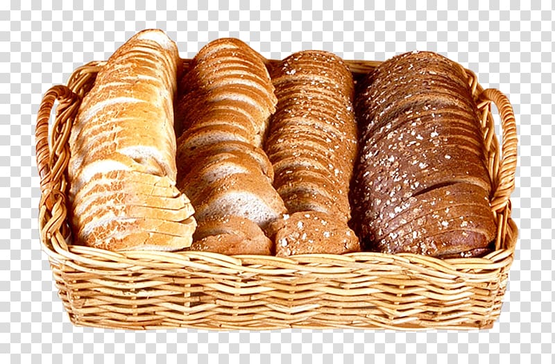 loaf bread in wicker basket, Basket of Bread Bakery, Bread Slices in Wicker Basket transparent background PNG clipart