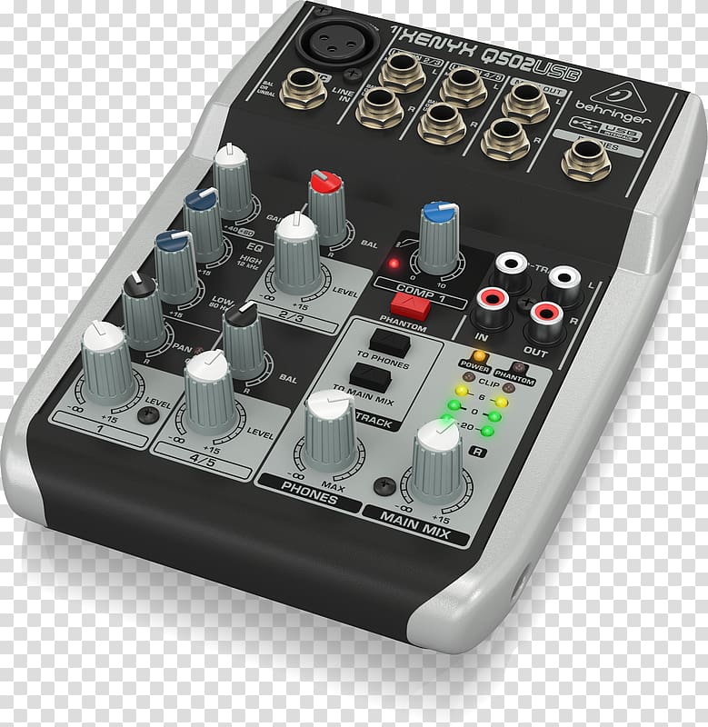 Microphone Audio Mixers Behringer Xenyx Q502USB, microphone transparent background PNG clipart
