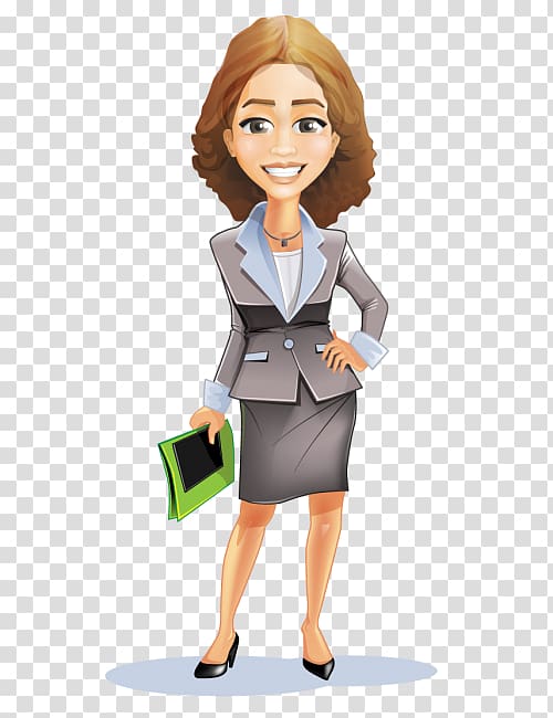 Businessperson Cartoon Woman, Business transparent background PNG clipart