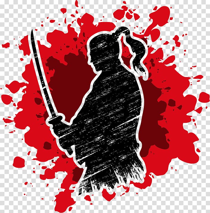 Samurai , Euclidean Samurai Illustration, Samurai silhouette material transparent background PNG clipart