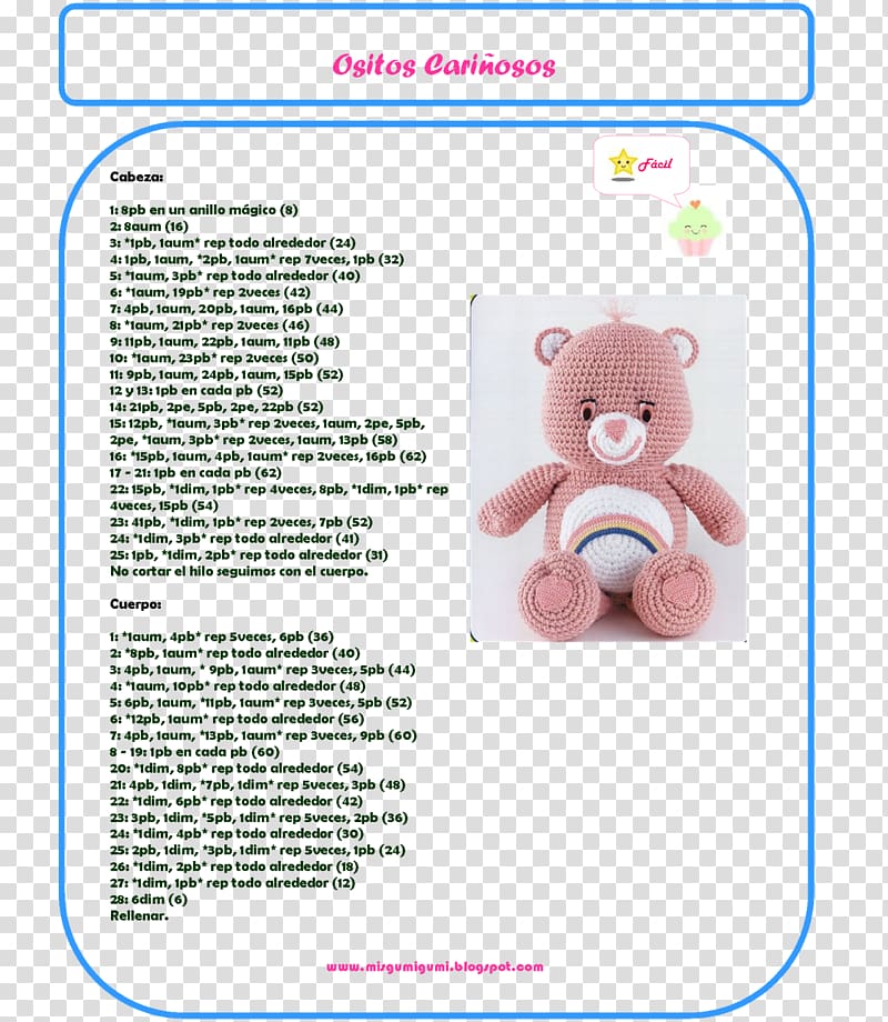 Teddy bear Amigurumi Crochet Care Bears, bear transparent background PNG clipart