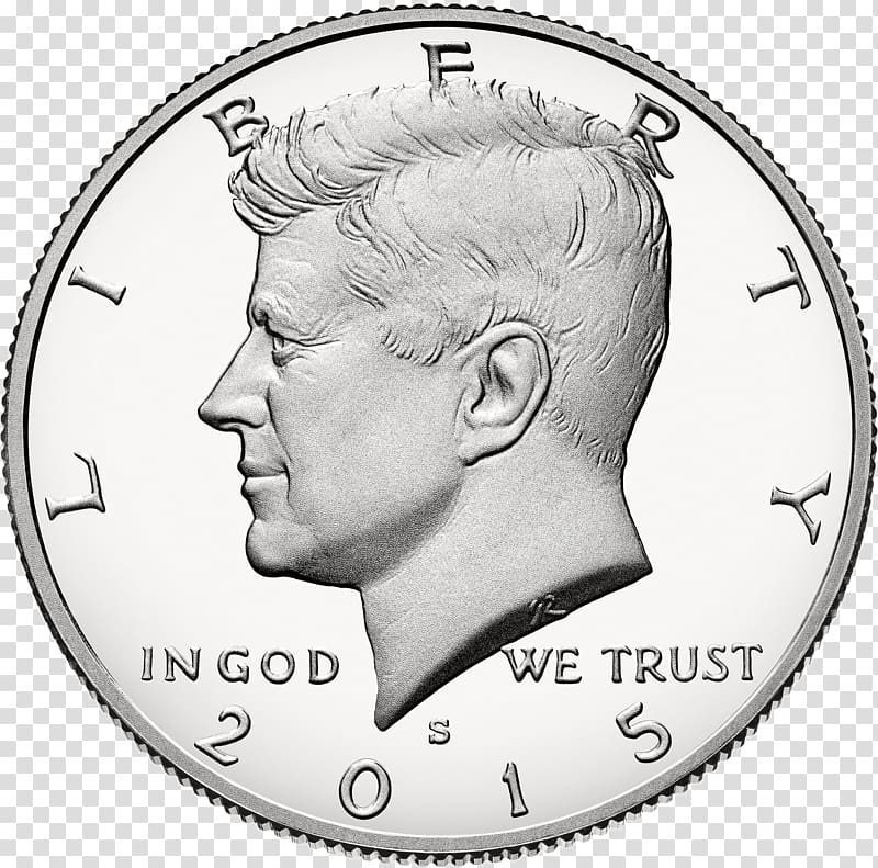 Kennedy half dollar Dollar coin United States Mint Proof coinage, silver coin transparent background PNG clipart
