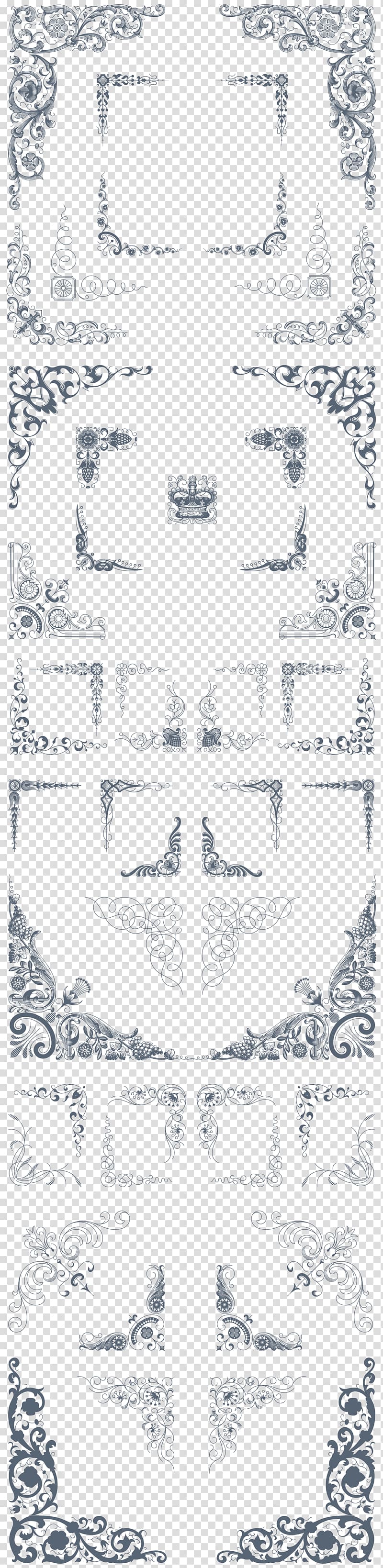 Black and white, light effect decorative frame transparent background PNG clipart