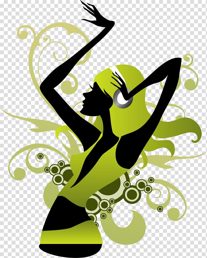 Drawing Illustration, Green hair music beauty material transparent background PNG clipart