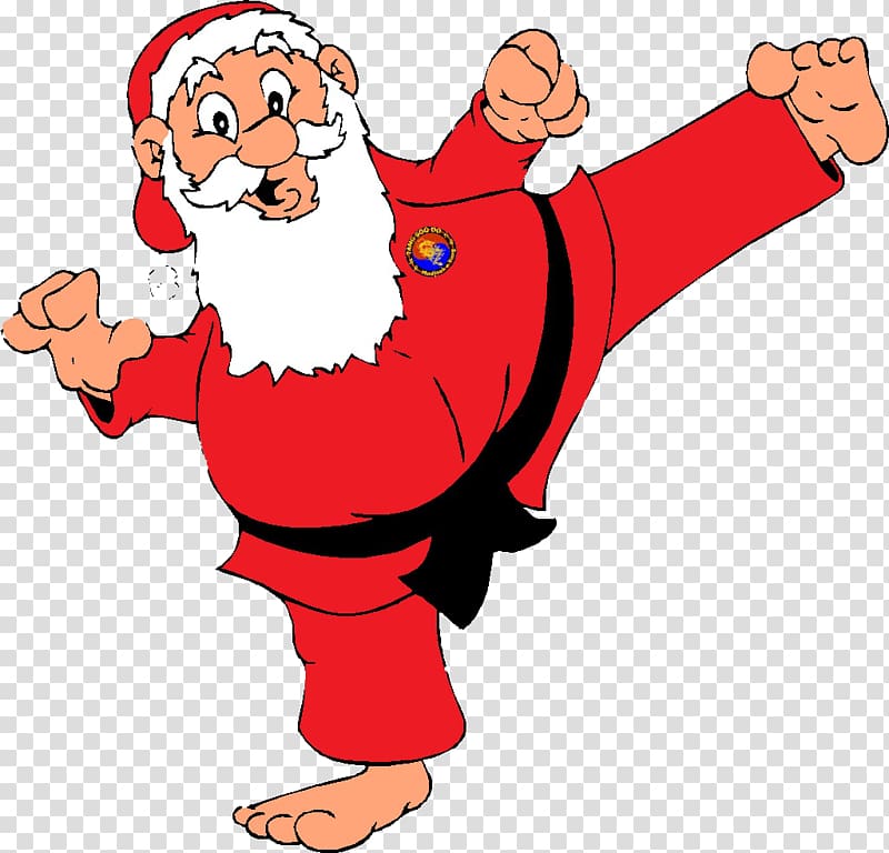 Taekwondo Santa Claus Karate Black belt Obi, karate transparent background PNG clipart