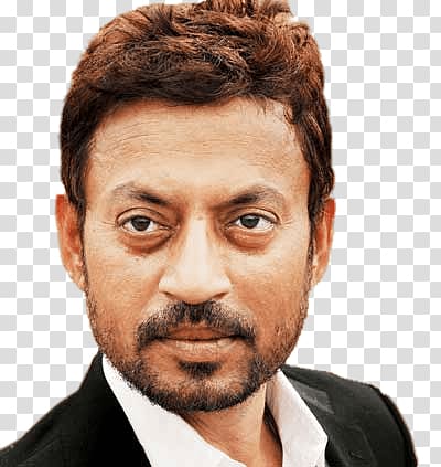 man wearing black top, Irrfan Khan Portrait transparent background PNG clipart