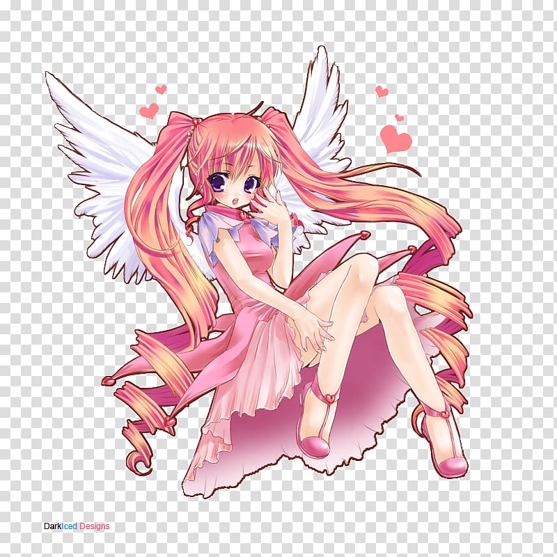 Gabriel Angel Drawing Anime, pink hair transparent background PNG clipart