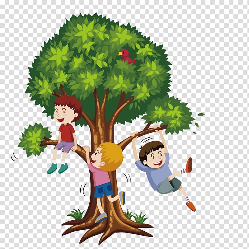 children playing illustration, Tree climbing , tree climbing transparent background PNG clipart