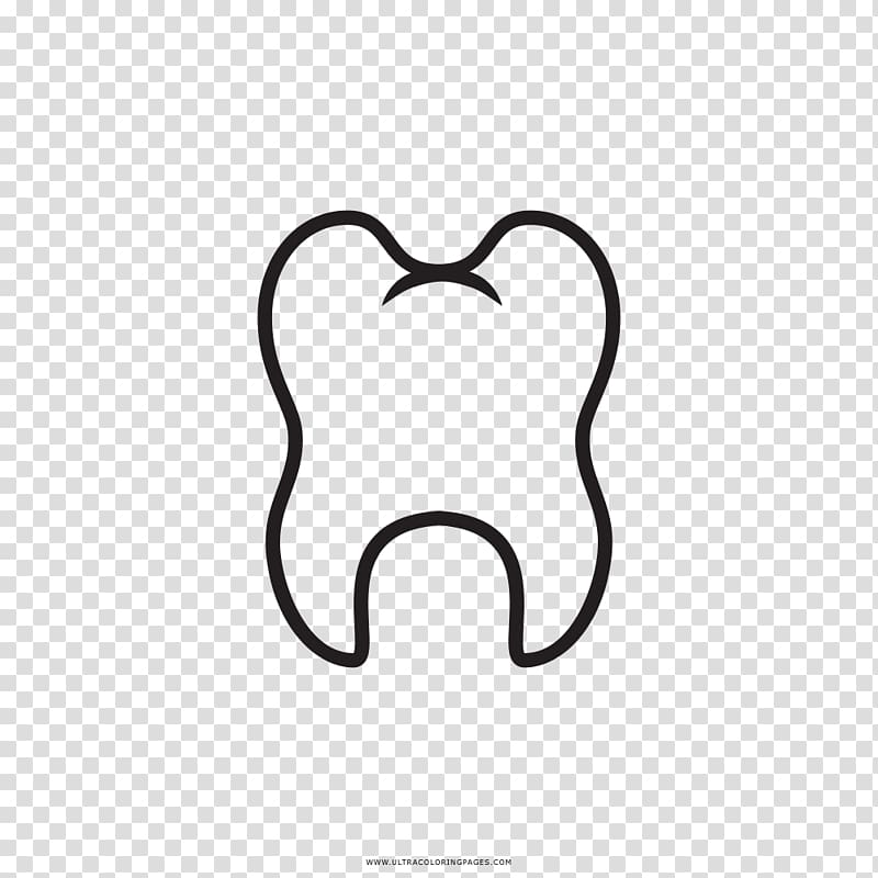 Tooth Drawing Molar Black and white Coloring book, dentista transparent background PNG clipart