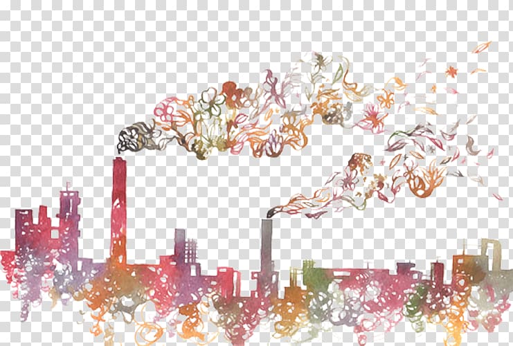 city buildings illustration, Illustrator Watercolor painting Illustration, Color factory transparent background PNG clipart