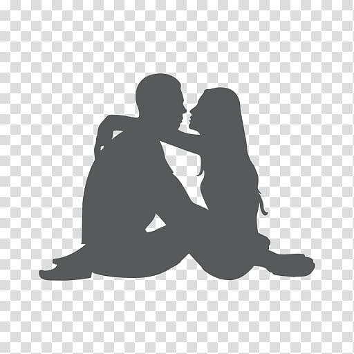 Silhouette couple Sitting, romantic transparent background PNG clipart