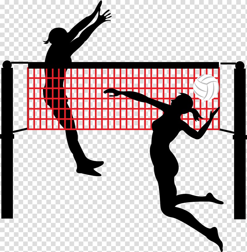 two women playing volleyball , Beach volleyball Volleyball net Sport, Smash and block the volleyball player transparent background PNG clipart