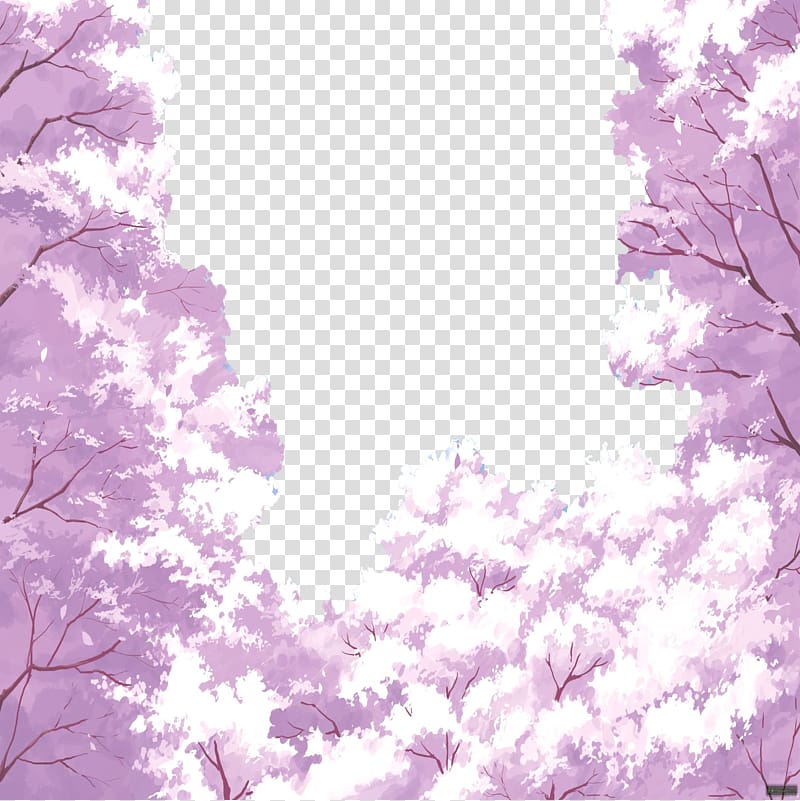 Cherry blossom Cerasus, Beautiful hand-painted cherry trees buckle free material transparent background PNG clipart