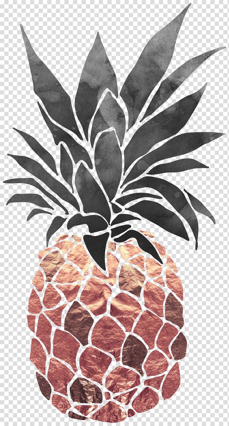 Pineapple Printing Printmaking Wall decal Art, Real Foil transparent background PNG clipart