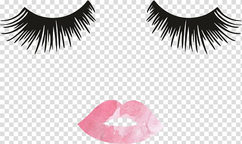 eyelashes and pink lips illustration, T-shirt Eyelash extensions Lip , eyelashes transparent background PNG clipart