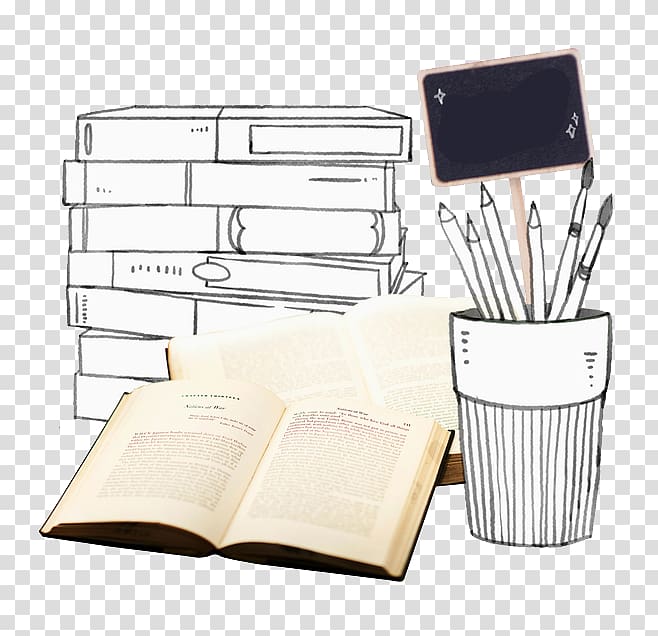 Paper Black and white Pen, Hand-painted black and white pen modern books Books transparent background PNG clipart