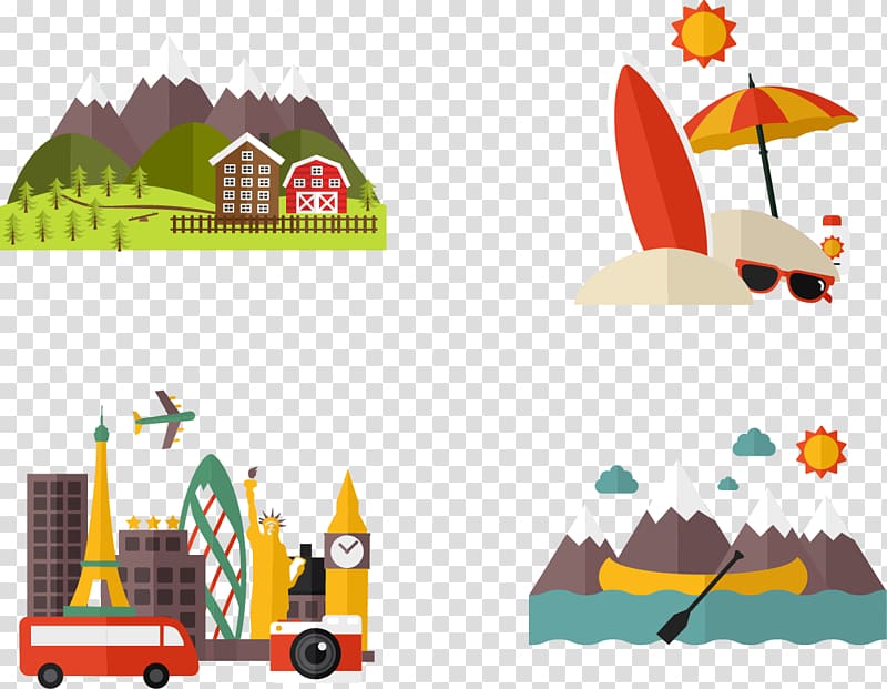 Vacation Icon, Hand-painted outdoor travel transparent background PNG clipart