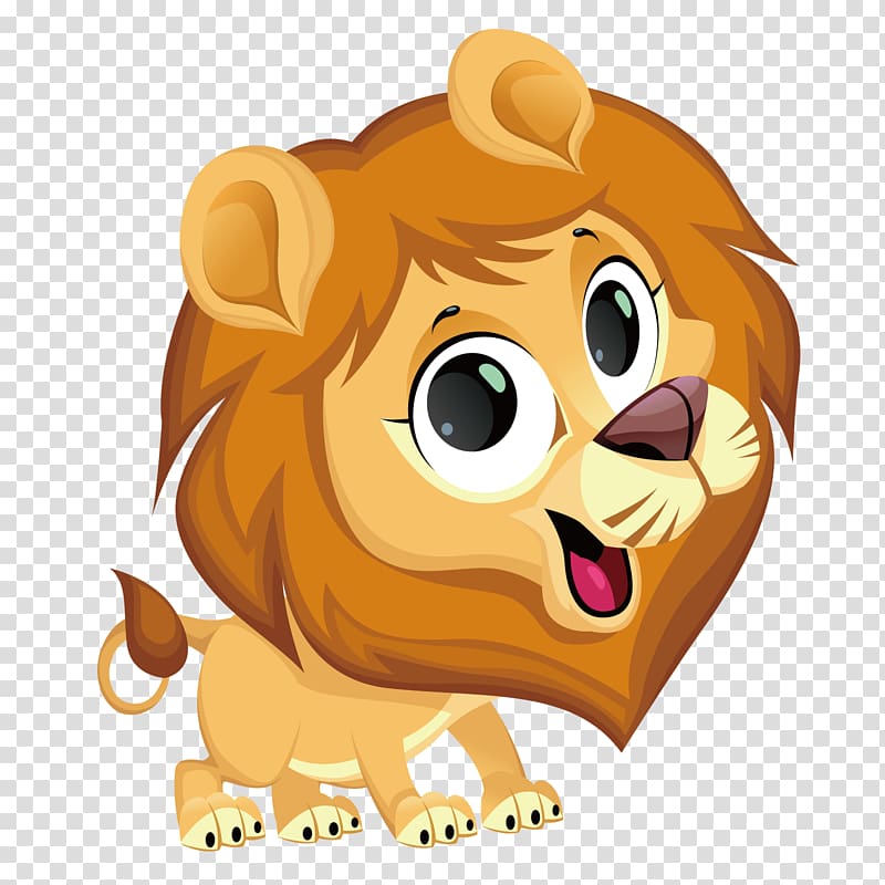 brown lion , Cartoon , King of the Forest transparent background PNG clipart