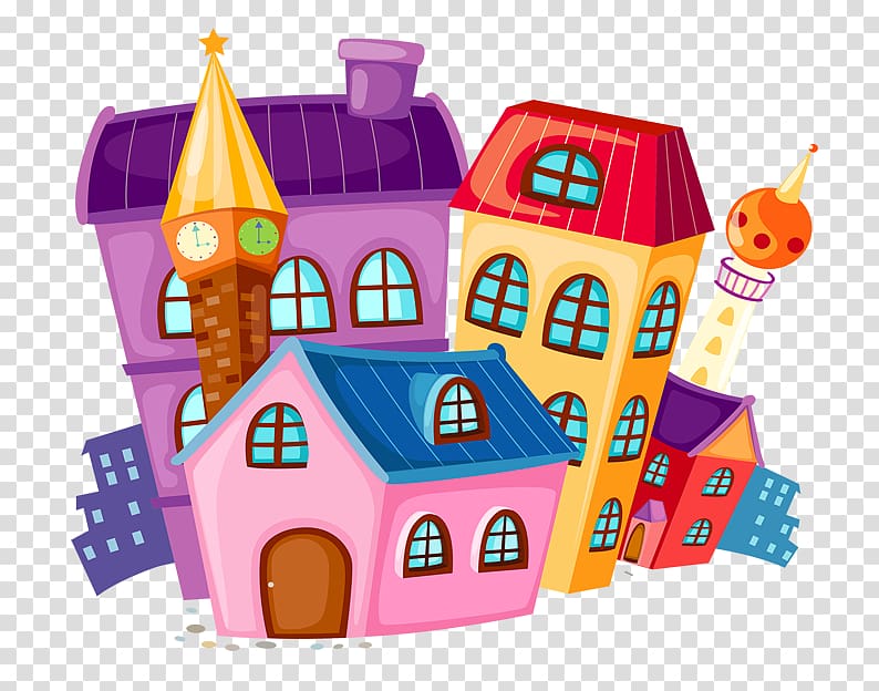 House Cartoon Building , Color cartoon house transparent background PNG clipart