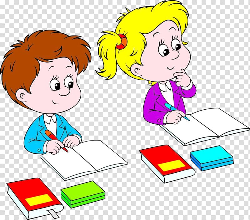 school kids writing clip art