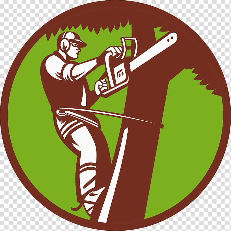 Tree stump Arborist Logo Stump grinder, chainsaw transparent background PNG clipart