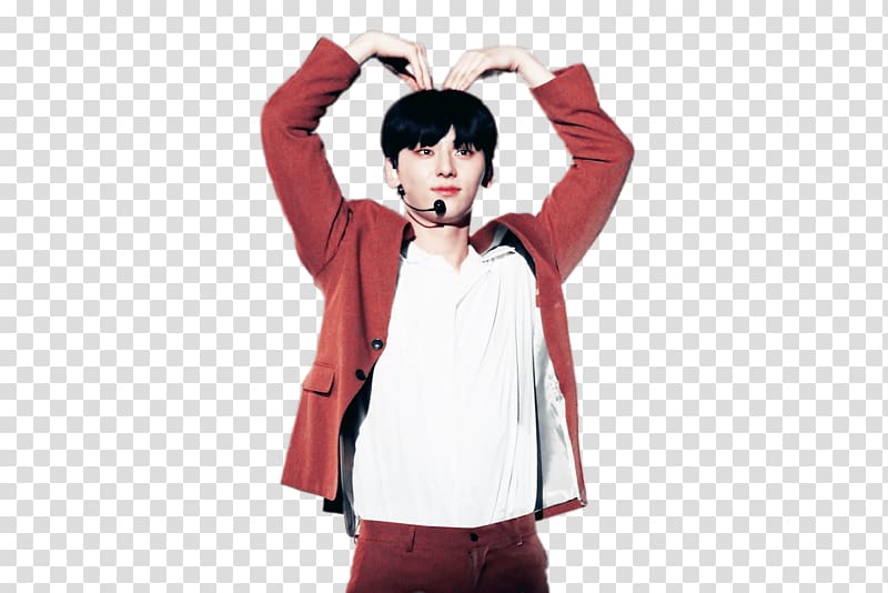 man in red suit jacket, Wanna One Hwang Minhyun on Stage transparent background PNG clipart