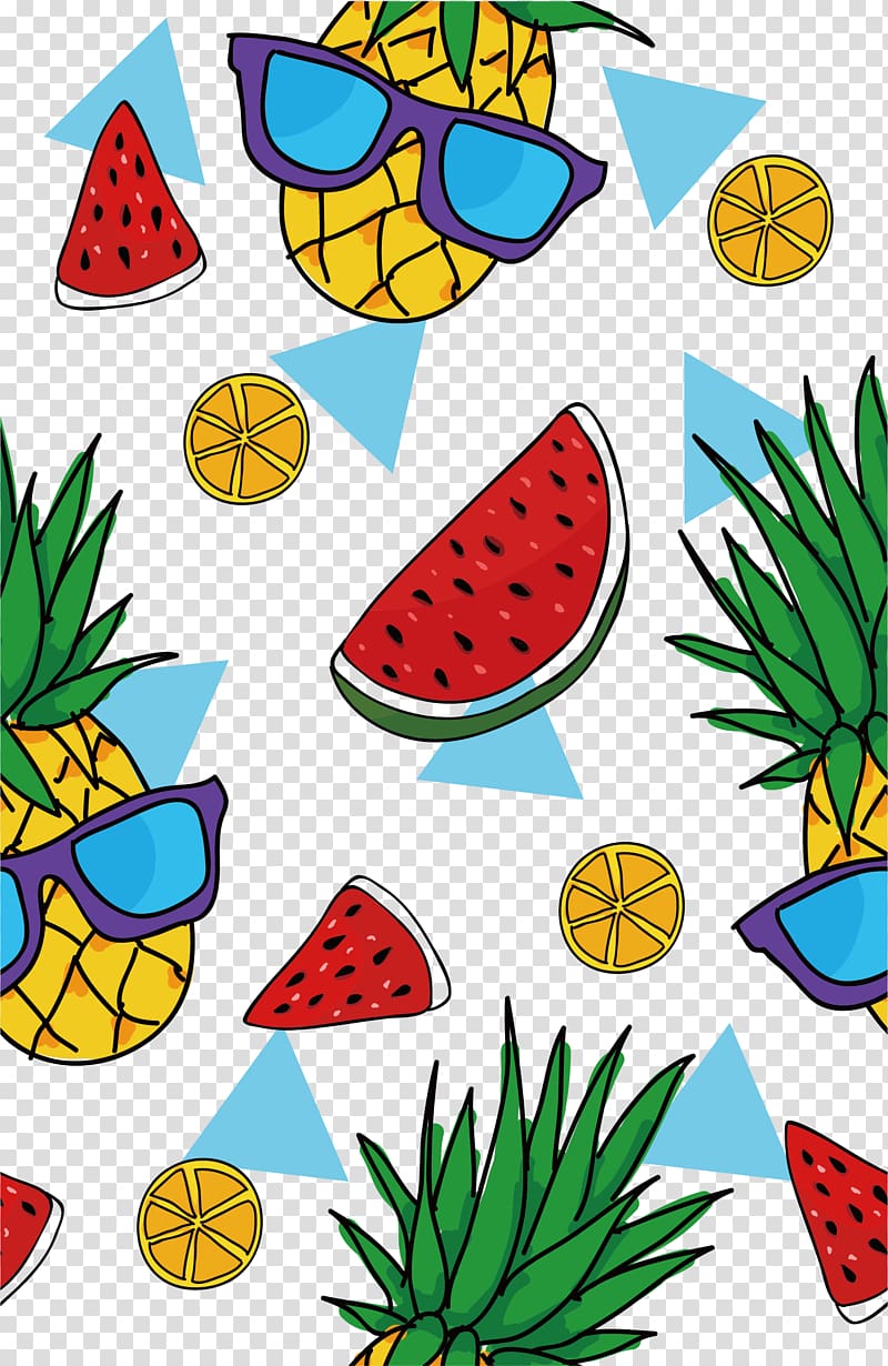 Pineapple, watermelon, and orange , Euclidean Pattern ...