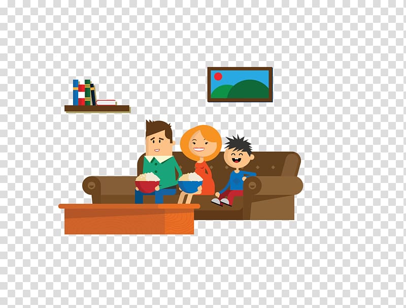 Family Television set, color watching TV family transparent background PNG clipart