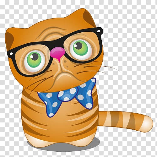 Cat Kitten Dog Cartoon, Bespectacled cat transparent background PNG clipart