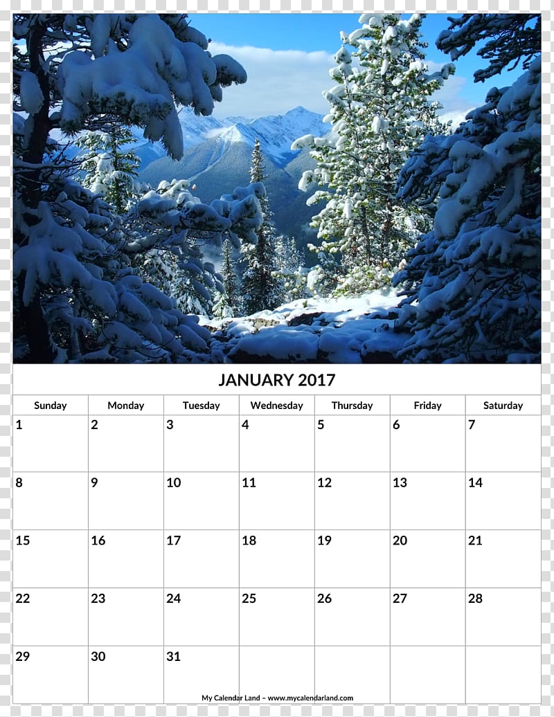 Banff Calendar Winter solstice December Ski resort, beautiful scenery transparent background PNG clipart