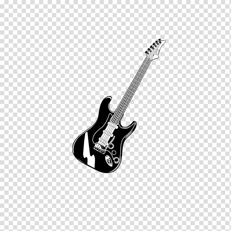 Bass guitar Musical instrument Black and white Electric guitar String instrument, Black and white guitar transparent background PNG clipart