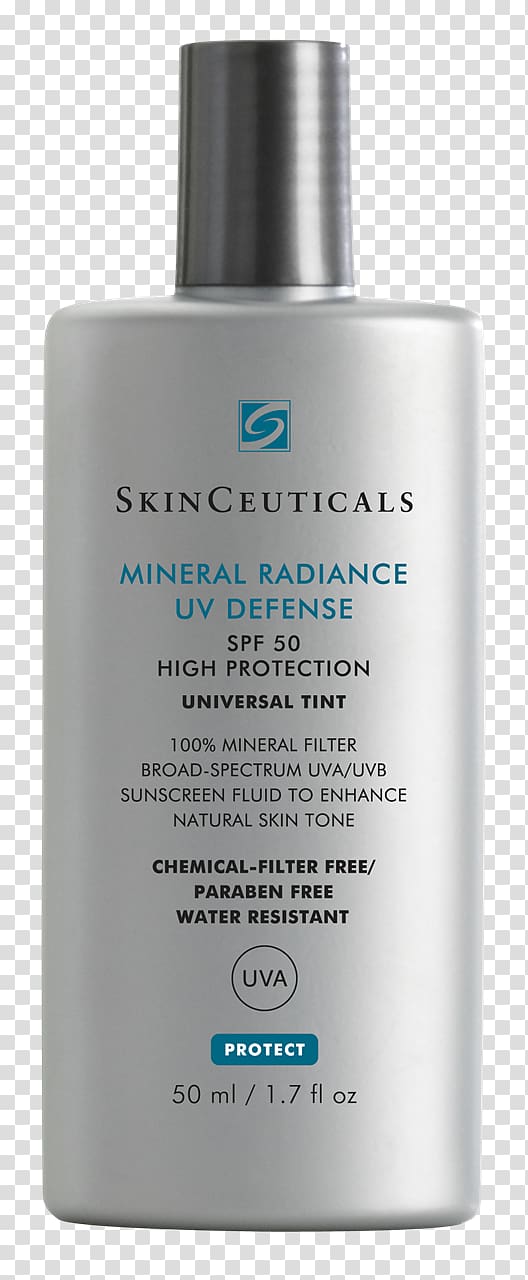 Sunscreen SkinCeuticals Mineral Radiance Lotion SkinCeuticals Sheer Physical UV Defense SPF 50, protect skin transparent background PNG clipart