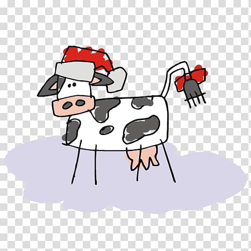 Cattle Wedding invitation Santa Claus Christmas Greeting card, Cartoon Cow Animal transparent background PNG clipart