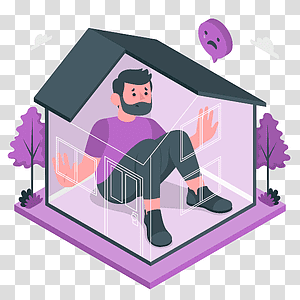 illustration, Cabin fever, home, people, stay, fear, lonely, mental health, feeling transparent background PNG clipart thumbnail