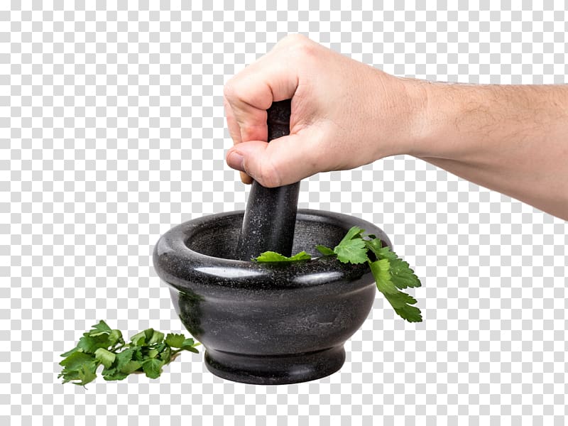 Herb Mortar and pestle Dietary supplement Bowl Health, parsley transparent background PNG clipart