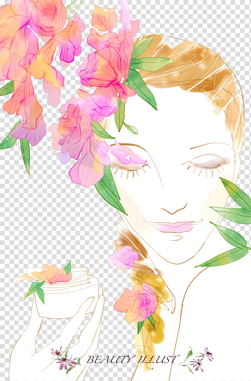 Beauty woman creative flower transparent background PNG clipart