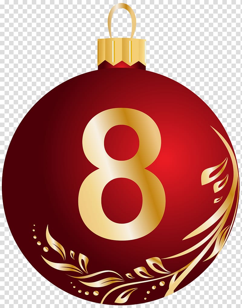 red and beige number 8 bauble, Christmas Number , Christmas Ball Number Eight transparent background PNG clipart