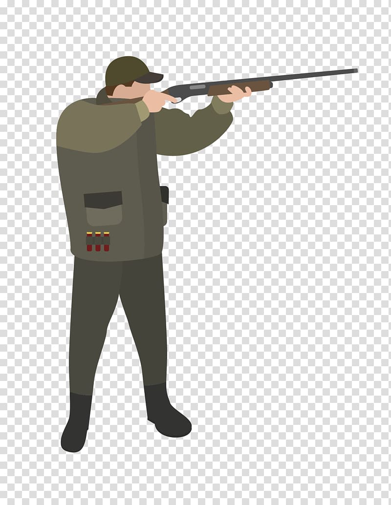 man holding gun illustration, Cartoon, Cartoon hunter transparent background PNG clipart
