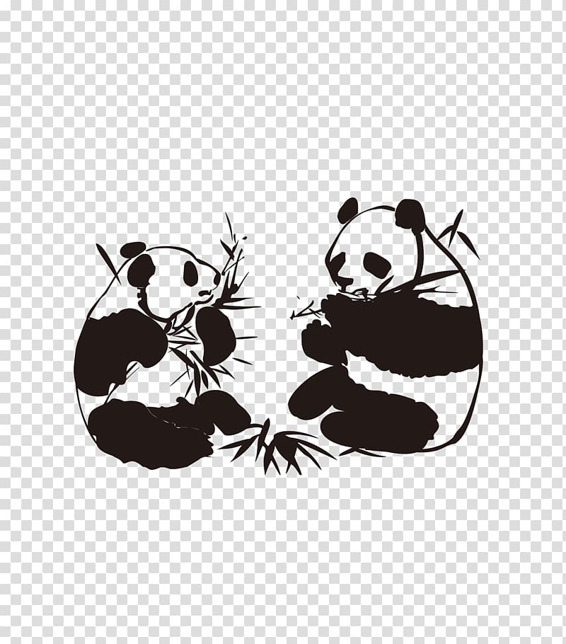Giant panda Wall decal Sticker, Panda eating bamboo transparent background PNG clipart