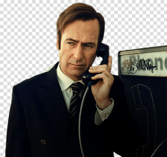 man wearing black suit using telephone illustration, Better Call Saul Phone transparent background PNG clipart